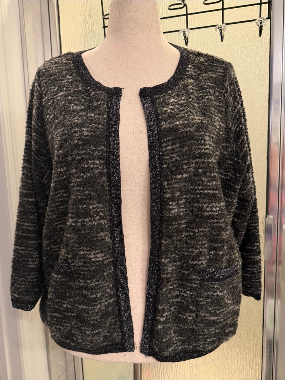 a.n.a Dark Charcoal Open-Front Knit Cardigan $25